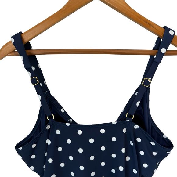 LANDS' END Polka Dot Slimming One-Piece Swimsuit Size 16L Modest Feminine - Picture 7 of 11